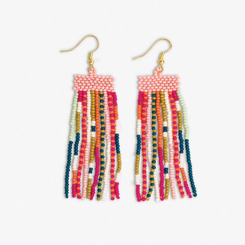 Adaline Multicolor Seed Bead Earrings -Rainbow