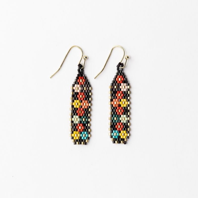 Nadia Floral Design Earring -Black