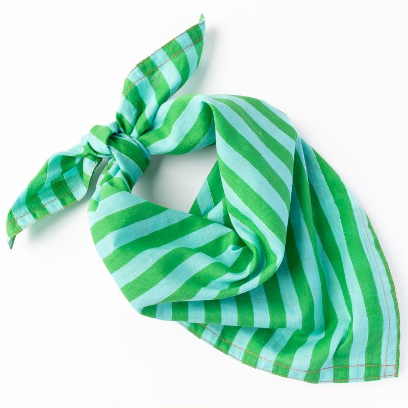 Naomi Bandana -Stripe Green/Blue