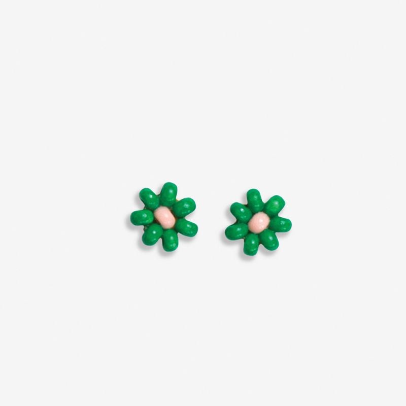 Tina Two Color Post Earrings -Kelly Green