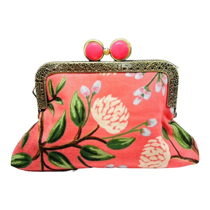 K&S Credit Card Clutch -Peony Sorbet & Strawberry