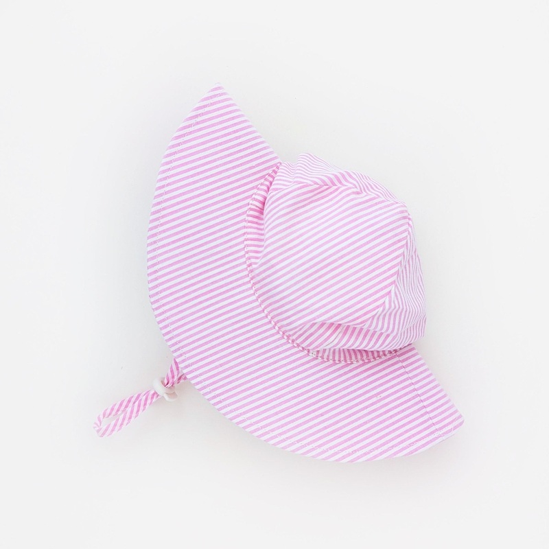 Baby Sunhat -Pink Seersucker|0-6m|6-12m