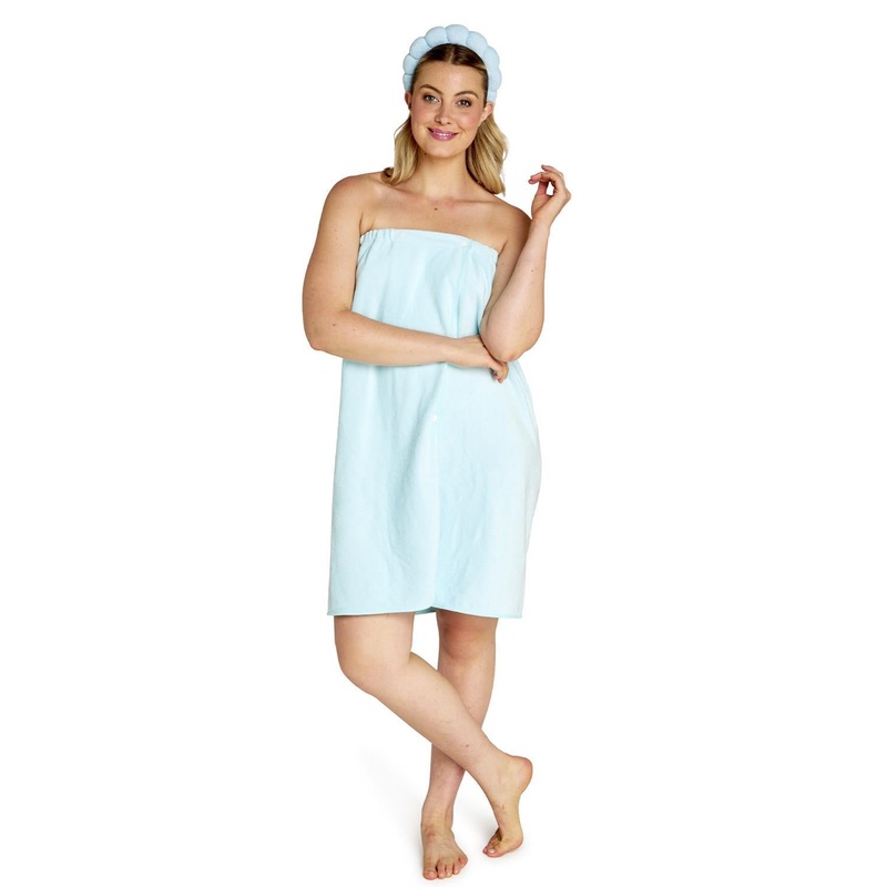 Shower Wrap & Headband Set|Aqua Blue|Deep Pink|Lilac