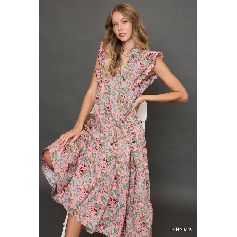 U Pink Floral Garden Print Maxi Dress