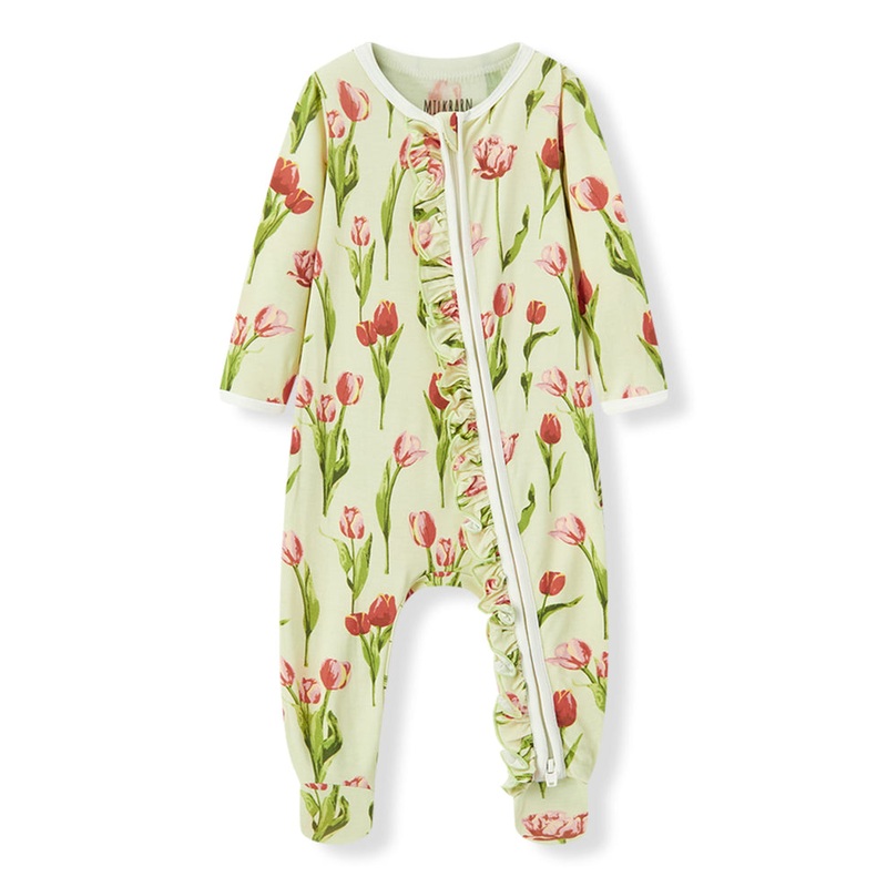 MilkBarn Ruffle Footed Romper -Tulip