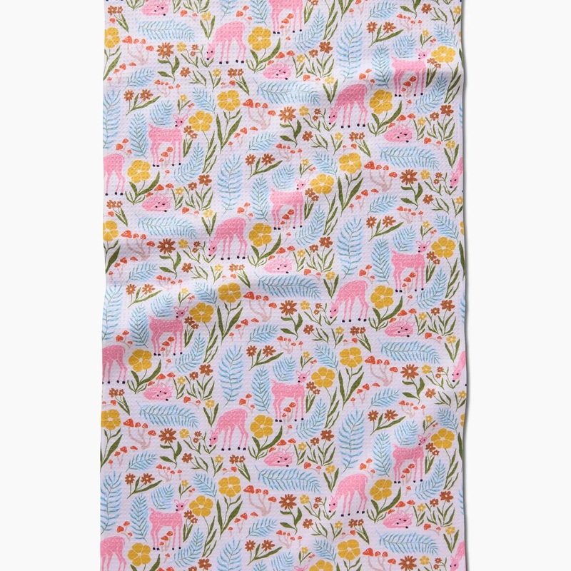 Geometry Fern and Fawn Tea Towel