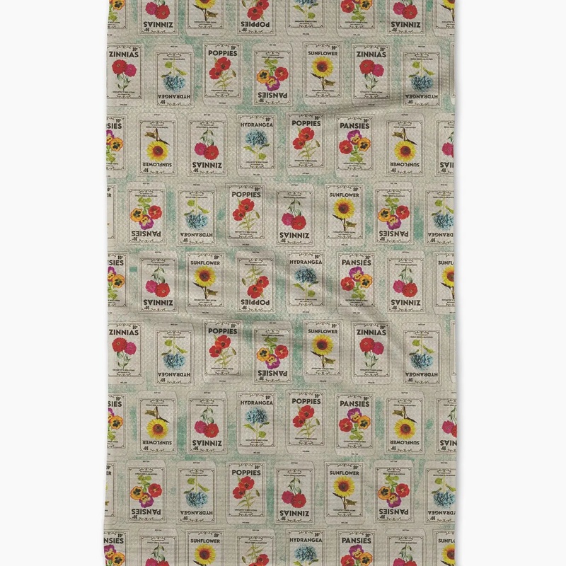 Geometry Flower Seed Packs Tea Towel