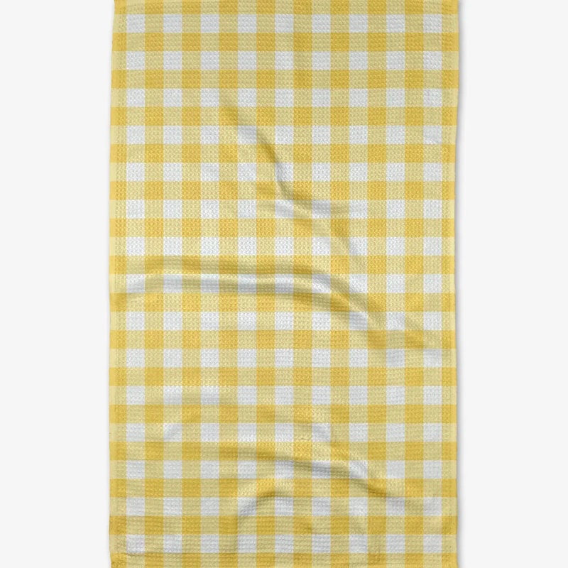 Geometry Lemon Gingham Tea Towel