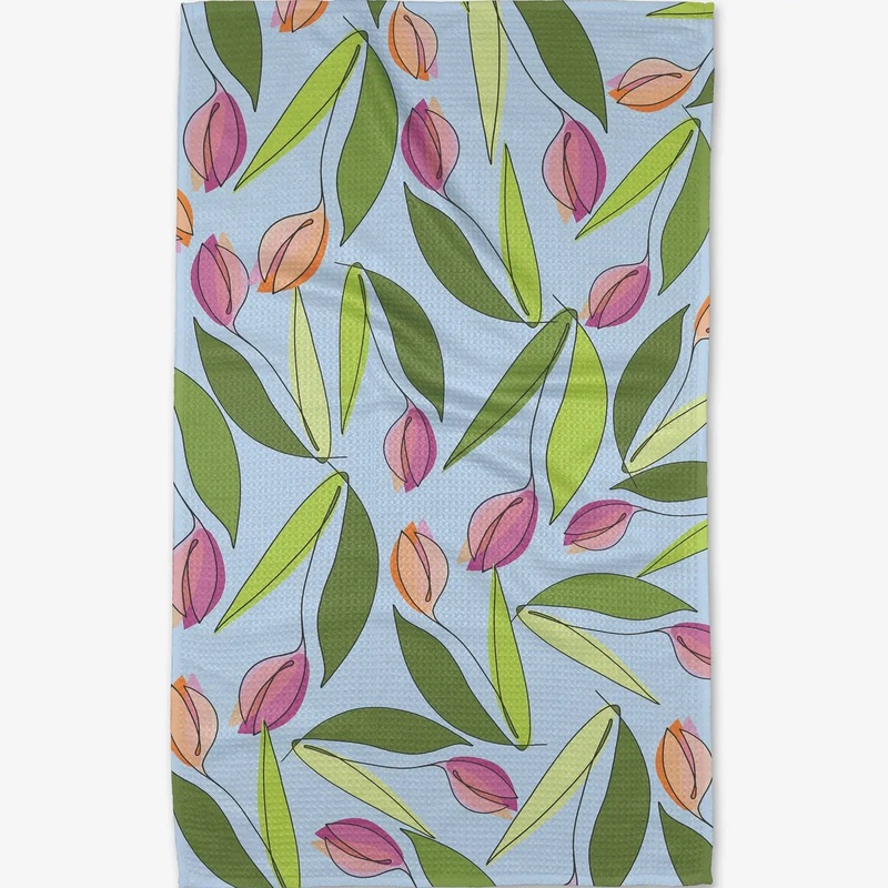 Geometry May Flowers Tea Towel