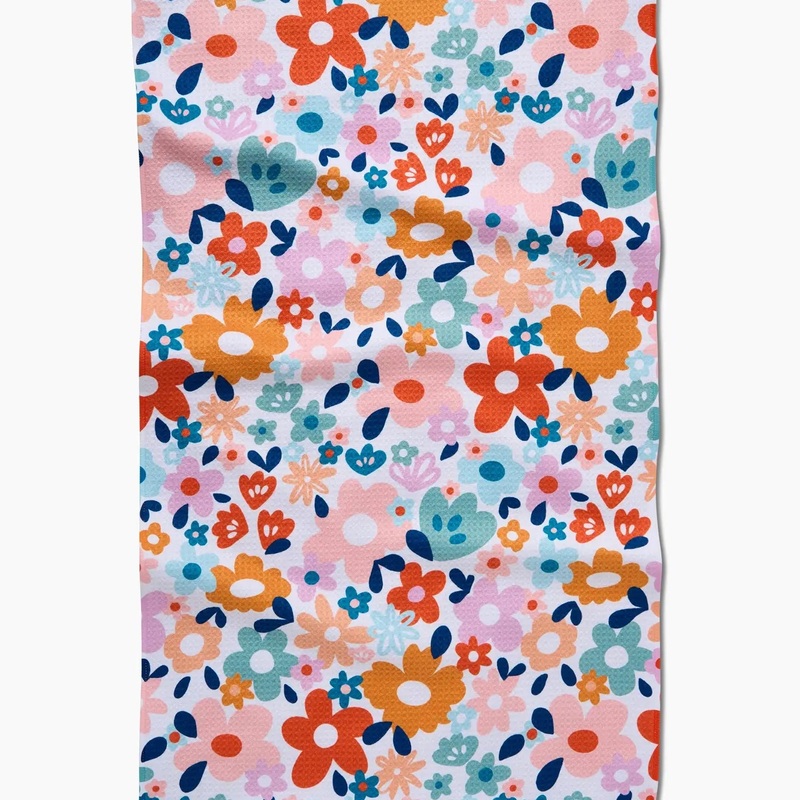 Geometry Whimsy Floral Tea Towel
