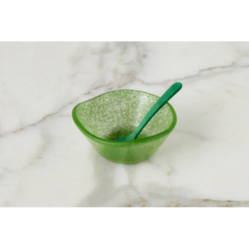 Glass Bowl & Dipping Spoon -Emerald