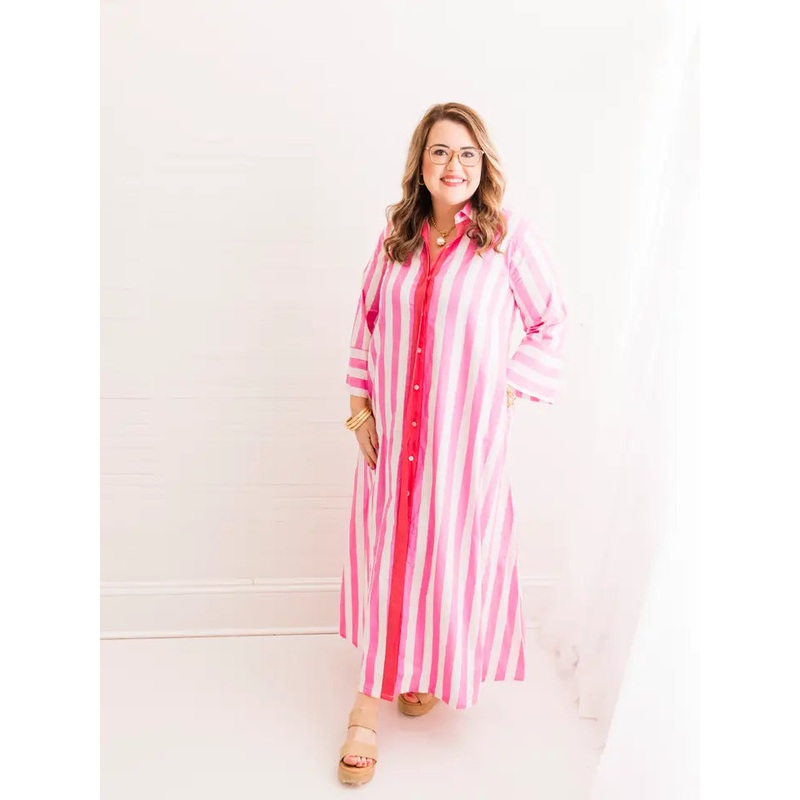 Derby Pink Stripe Cabana Dress