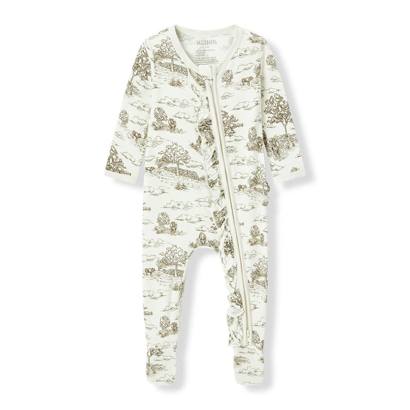 MilkBarn Ruffle Footed Romper -Country Toile
