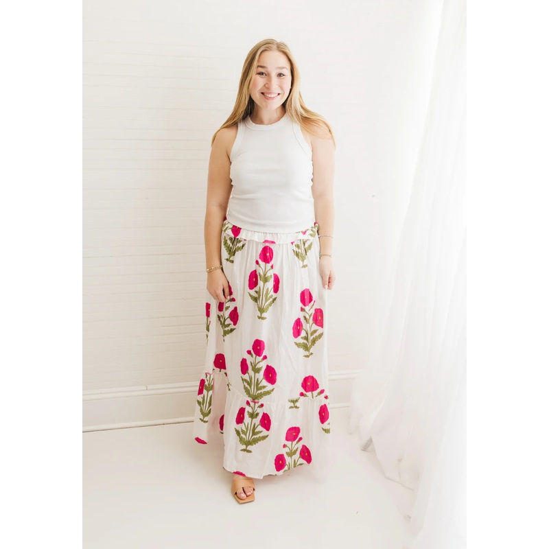 Pink Mughal Ruffle Maxi Skirt|Small|Medium|Large|XLarge