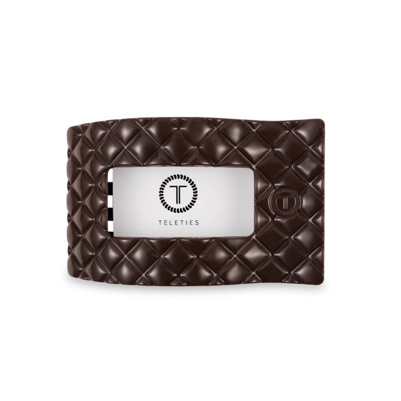 Teleties Flat Rectangle Clips -Truly Taupe Quilted