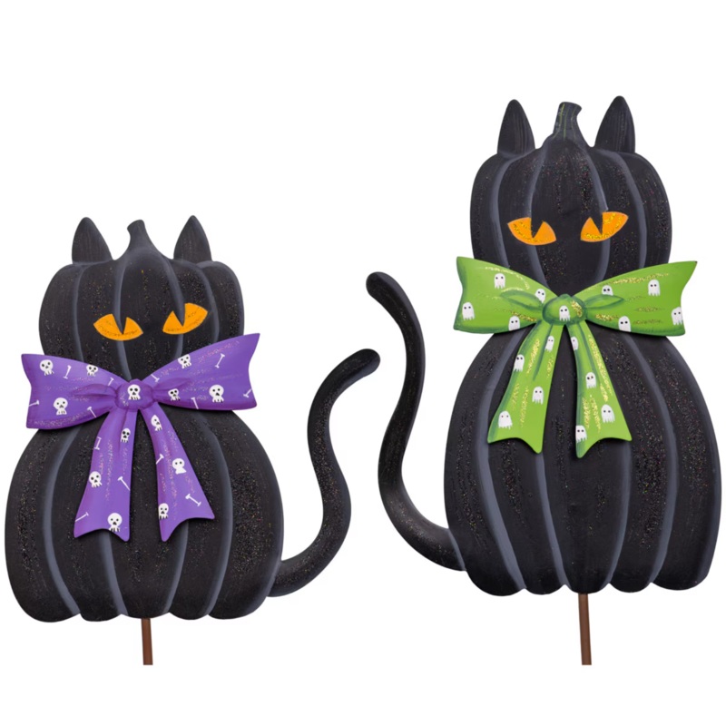 Black Pumpkin Cats|Purple Bow|Green Bow