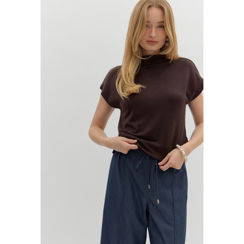E Brown Mock Neck Top|Small|Medium|Large
