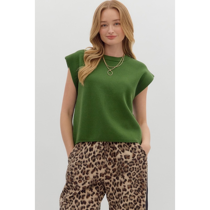 E Fern Crewneck Muscle Tee Knit Top