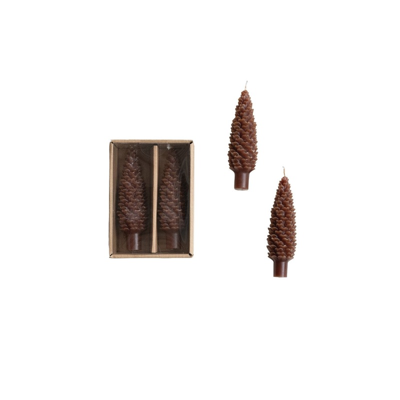 Pinecone Shaped Taper Candle  (Set of 2)