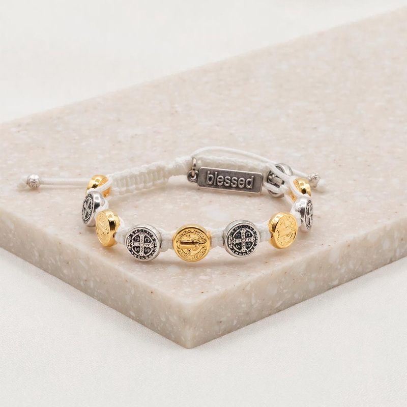Benedictine Blessing Bracelet – Mixed Metals Tan