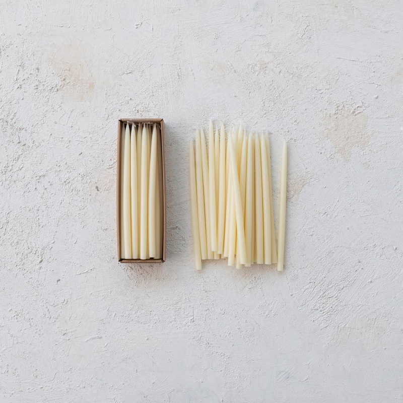 Thin Taper Candles -Ivory|Set of 4|Box of 24