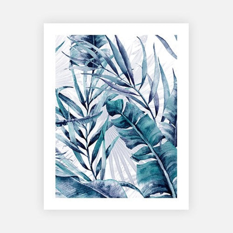 Blue Palms 1|C – 400 x 500|D – 500 x 600|E – 600 x 760|F – 760 x 1000|G – 1000 x 1300|Matt Photographic Paper|Canvas|None|White|Black|Scandi