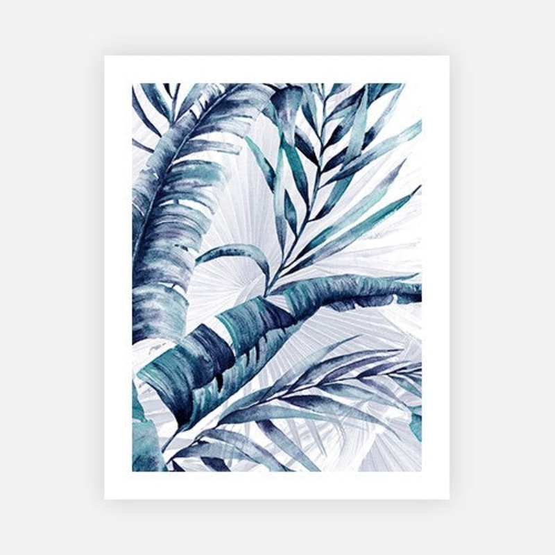 Blue Palms 2|C – 400 x 500|D – 500 x 600|E – 600 x 760|F – 760 x 1000|G – 1000 x 1300|Matt Photographic Paper|Canvas|None|White|Black|Scandi