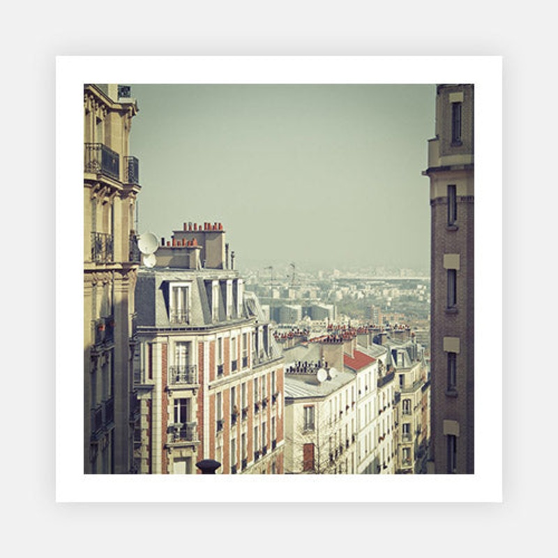 Paris Rooftops|B – 290 x 290|C – 380 x 380|D – 490 x 490|E – 560 x 560|F – 710 x 710|Photographic Paper|None|White|Black|Scandi