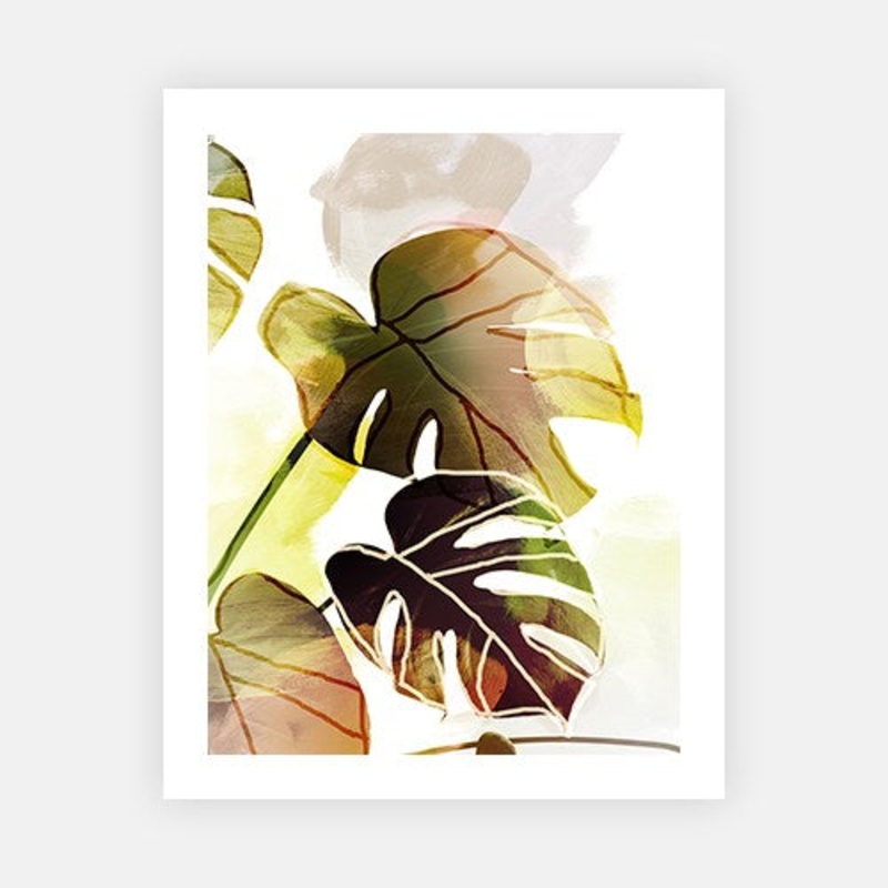 Tropical Leaves 1|C – 400 x 500|D – 500 x 600|E – 600 x 760|F – 760 x 1000|G – 1000 x 1300|Matt Photographic Paper|Canvas|None|White|Black|Scandi