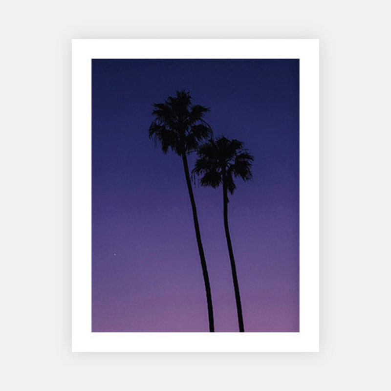 Twin Purple Palms|E – 600 x 760|F – 760 x 1000|G – 1000 x 1300|H – 1400 x 1900|Canvas|Photographic Paper|Rag Paper|None|Black|White|Scandi