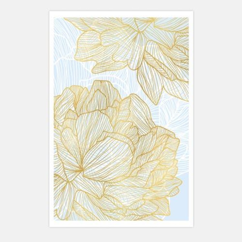 Anthesis Blue – Gold Stenciled Flower