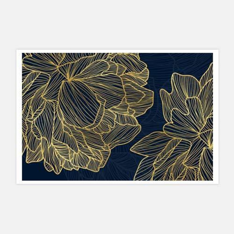 Anthesis Navy – Gold Stenciled Flower