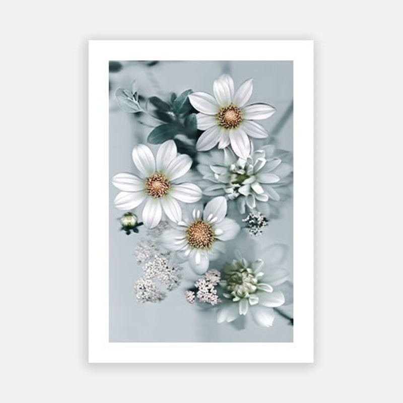 Seafoam Bouquet 01|E – 500 x 760|F – 660 x 1000|G – 850 x 1300|H – 1300 x 1900|Rag Paper|Photographic Paper|Canvas|None|White|Black|Scandi