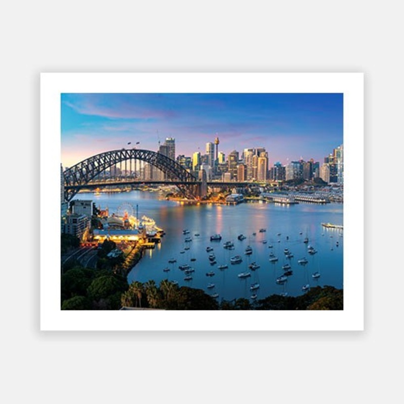 Sydney Skyline 01|C – 400 x 500|D – 500 x 600|E – 600 x 760|F – 760 x 1000|G – 1000 x 1300|Matt Photographic Paper|Canvas|None|White|Black|Scandi
