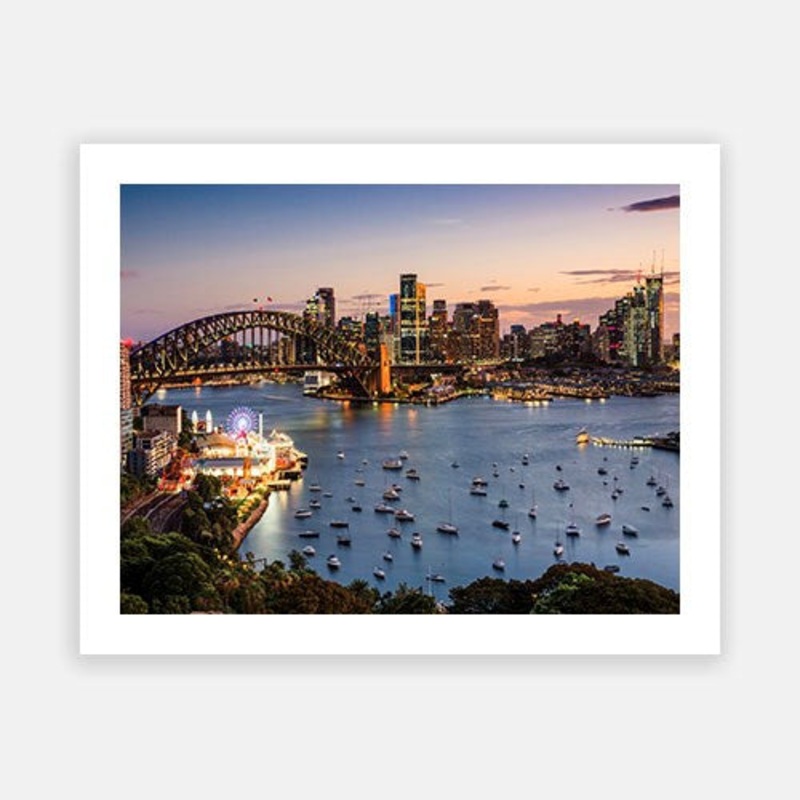 Sydney Skyline 02|C – 400 x 500|D – 500 x 600|E – 600 x 760|F – 760 x 1000|G – 1000 x 1300|Matt Photographic Paper|Canvas|None|White|Black|Scandi