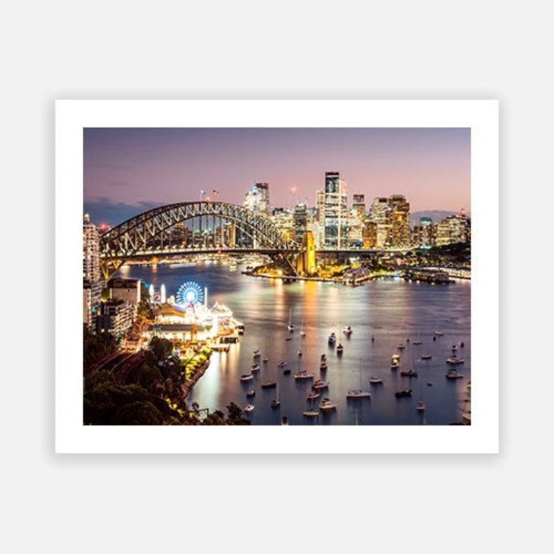 Sydney Skyline 03|C – 400 x 500|D – 500 x 600|E – 600 x 760|F – 760 x 1000|G – 1000 x 1300|Matt Photographic Paper|Canvas|None|White|Black|Scandi