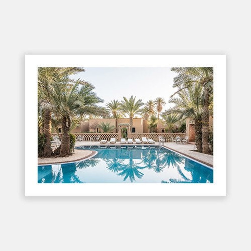 Morocco – Palm & Pool 01|E – 500 x 760|F – 660 x 1000|G – 850 x 1300|Photographic Paper|Rag Paper|Canvas|None|White|Black|Scandi