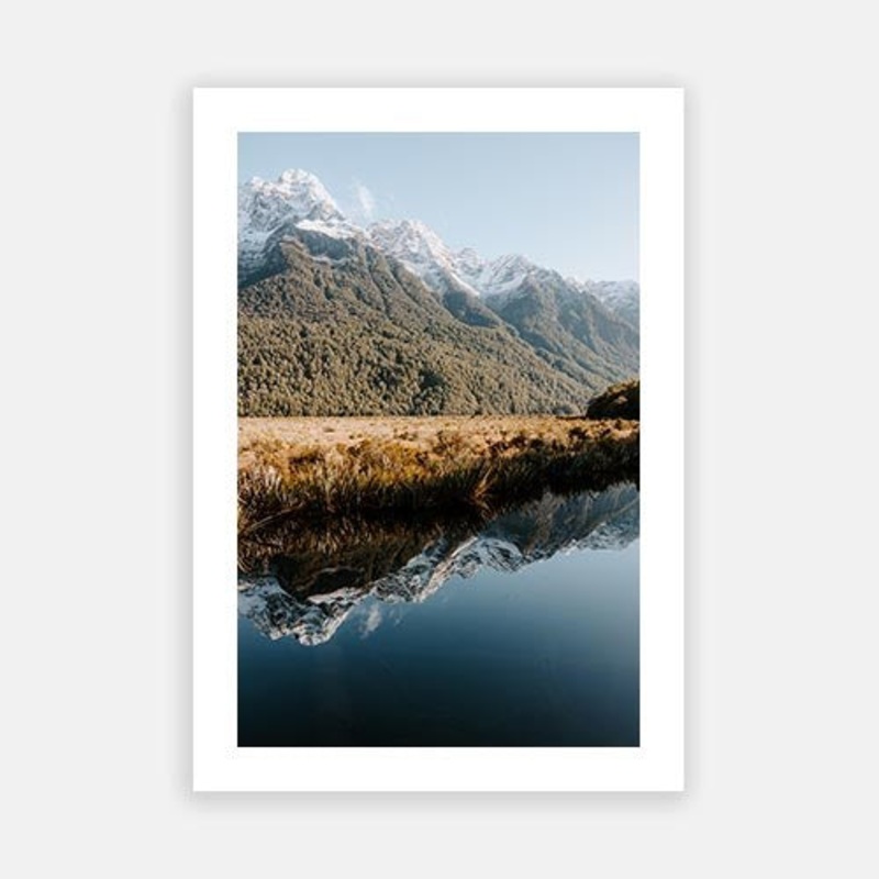 Fiordland Mirror|E – 500 x 760|F – 660 x 1000|G – 850 x 1300|Photographic Paper|Rag Paper|Canvas|None|White|Black|Scandi