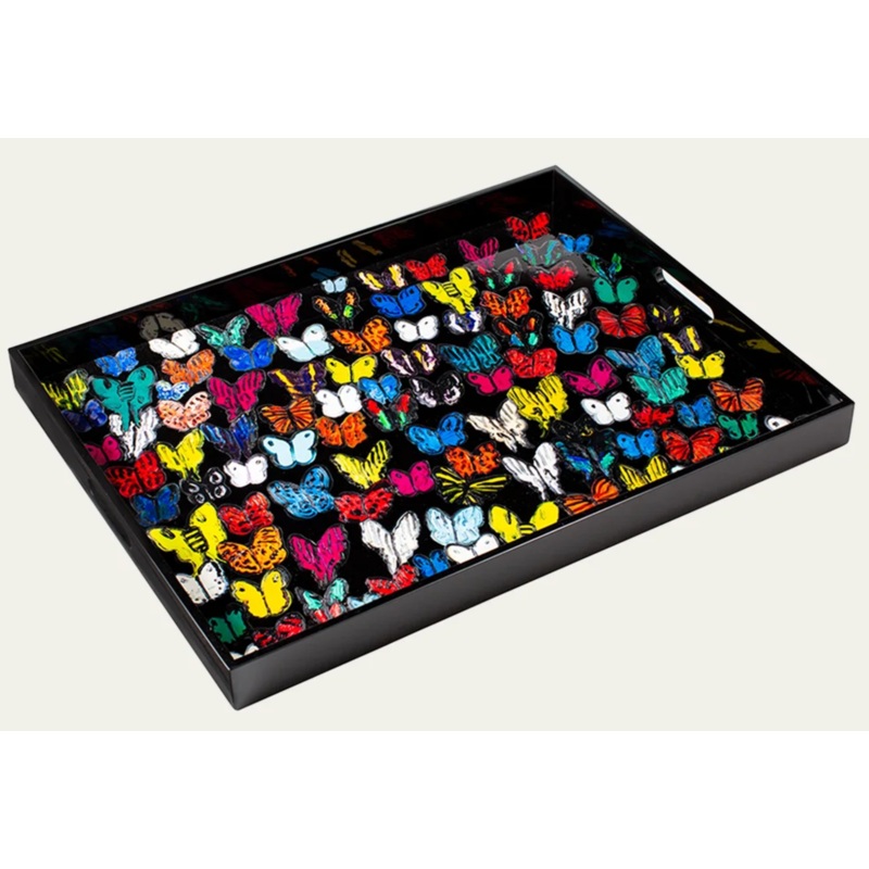 Hunt Slonem Butterflies in Flight Lacquer Tray