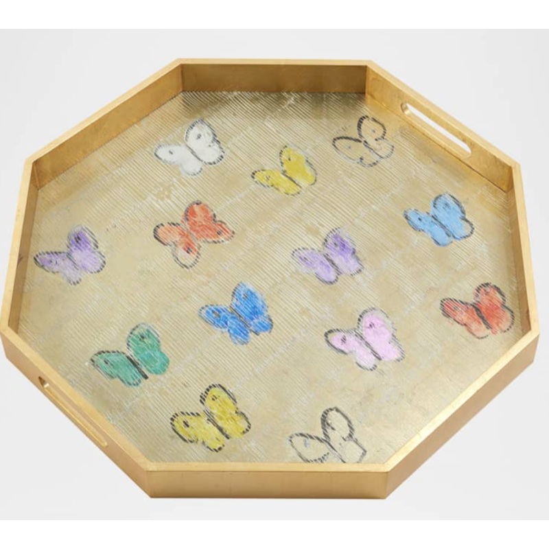 Hunt Slonem Butterfly Octagonal Tray