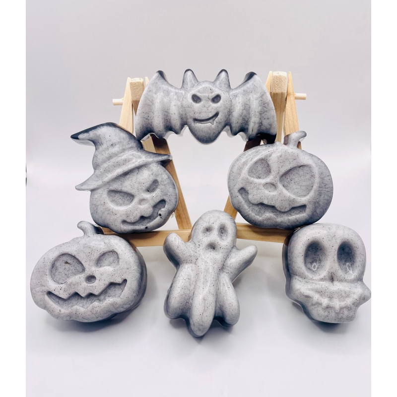 Spooky Charcoal Vegan Soaps – Set of 6 –  Boxed | Halloween Gift | Boo Box Gift | Alternative Gift | Ghost Gift
