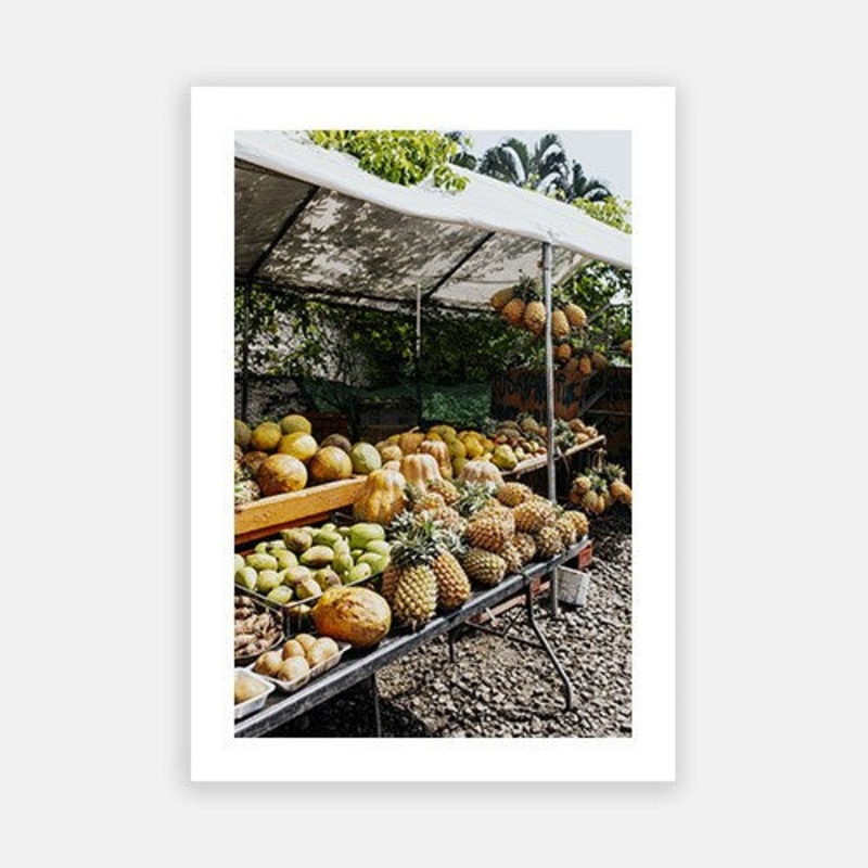 Tahiti Fruit Stand|E – 500 x 760|F – 660 x 1000|G – 850 x 1300|Photographic Paper|Rag Paper|Canvas|None|White|Black|Scandi