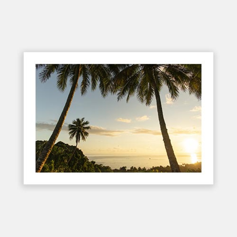 Tahiti Palm Sunset 02|E – 500 x 760|F – 660 x 1000|G – 850 x 1300|Photographic Paper|Rag Paper|Canvas|None|White|Black|Scandi