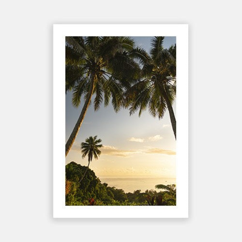 Tahiti Palm Sunset 03|E – 500 x 760|F – 660 x 1000|G – 850 x 1300|Photographic Paper|Rag Paper|Canvas|None|White|Black|Scandi
