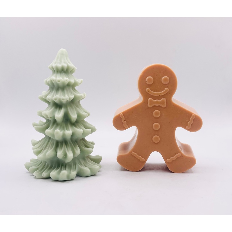 Gingerbread Man & Christmas Tree Vegan Soaps 200g – Gift Boxed | Christmas Gift | Secret Santa Gift | Stocking Filler