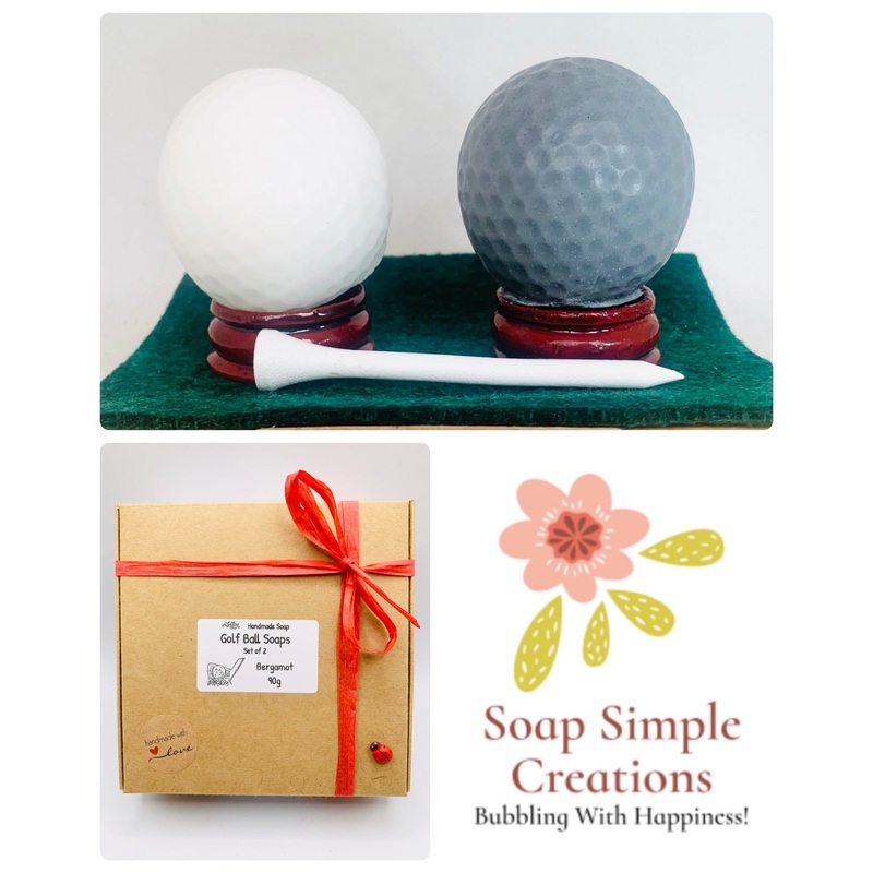 Golf Ball Vegan Soaps – Set of 2 – Gift Boxed | Golfer Lover Gift | Gift for Him | Fathers Day Gift | Golf Gift