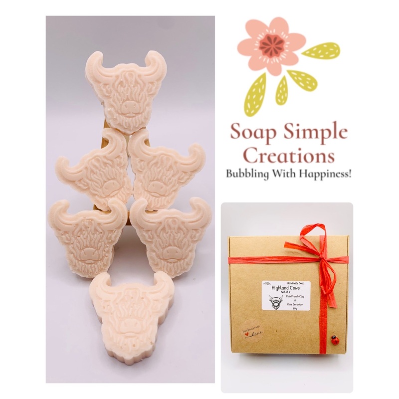 Highland Cow Hand Vegan Soaps – Set of 6 – Gift Boxed | Highland Cow Gift Idea | Highland Coo Gift | Unique Cow Gift | Cow Lover Gift