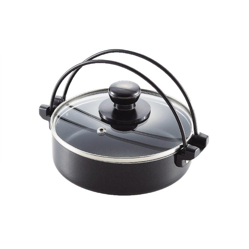 Pearl Metal Compact Non-Stick Sukiyaki Pan With Glass Lid
