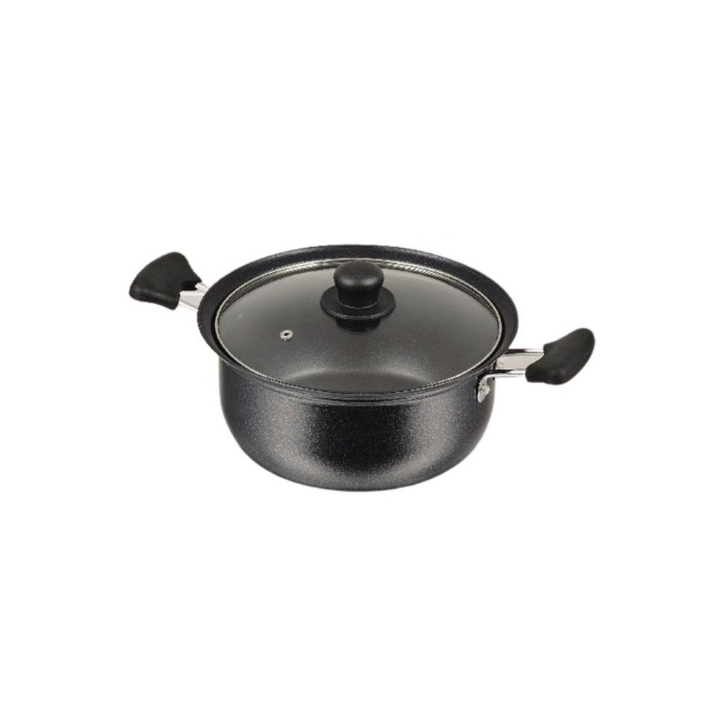 Pearl Non Stick Double Handle Pot With Glass Lid