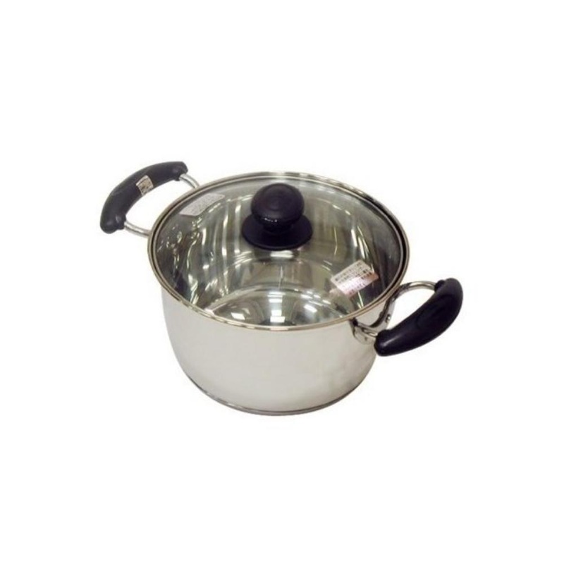 3   Pearl Reciente 3-Layer Bottom Double-Handle Stainless Pot With Glass Lid